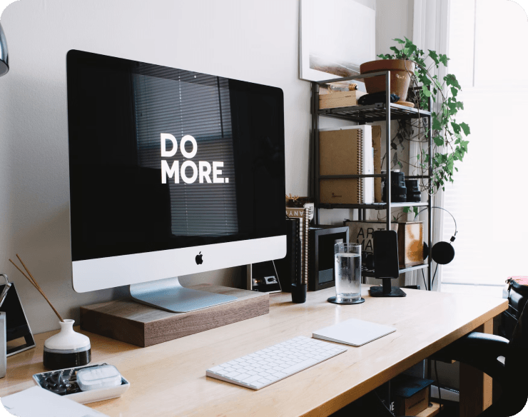 Mac with screen that says do more